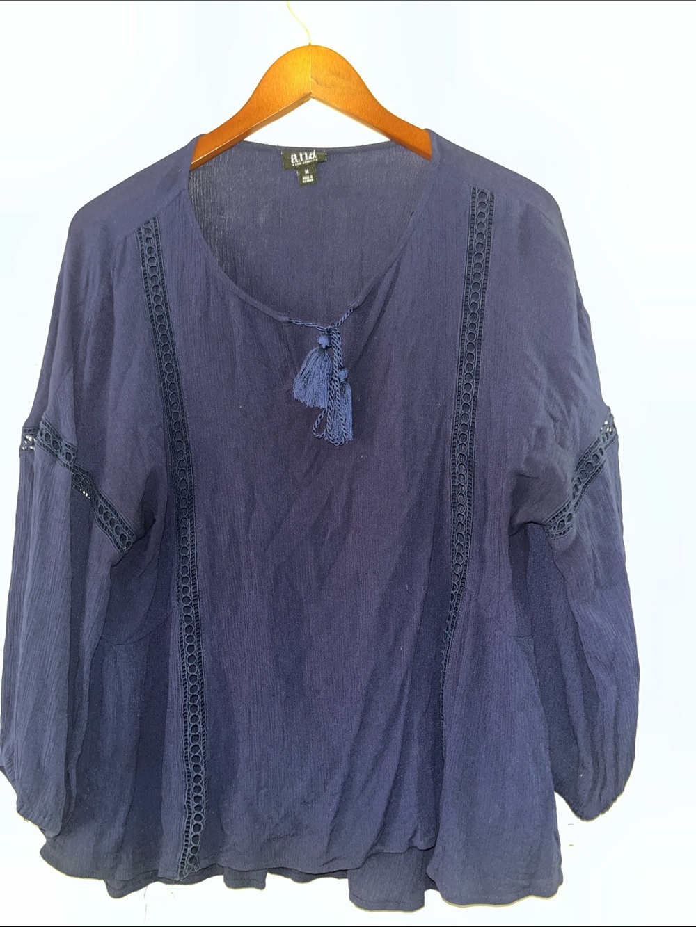Mossimo Supply Co. Navy Tassel Peasant Tunic